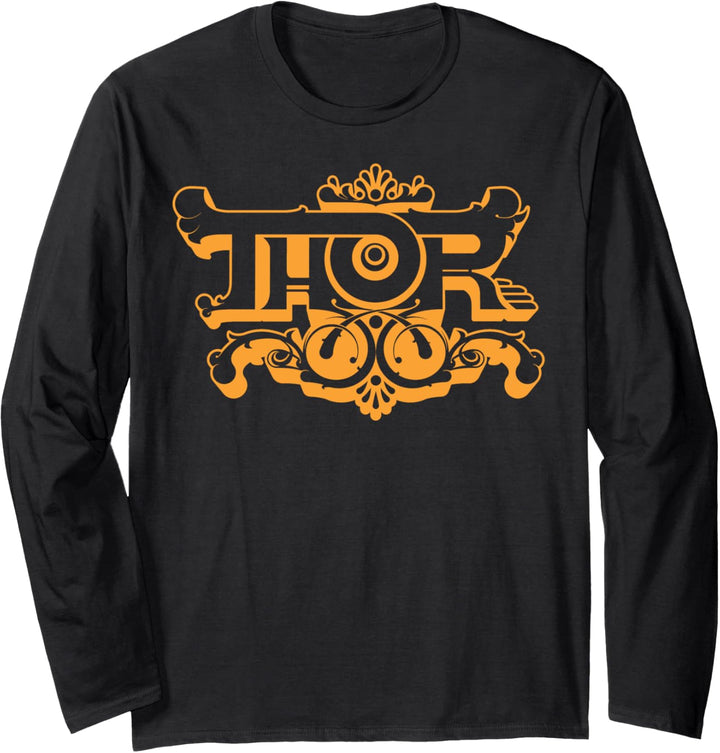 Marvel Thor Retro Bubble Text Logo Langarmshirt