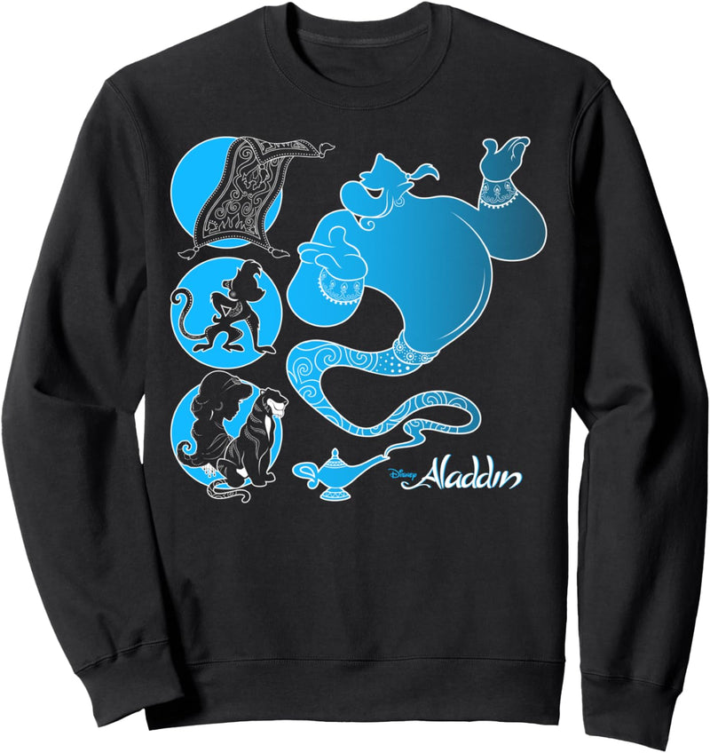 Disney Aladdin Genie And Friends Blue Silhouette Sweatshirt