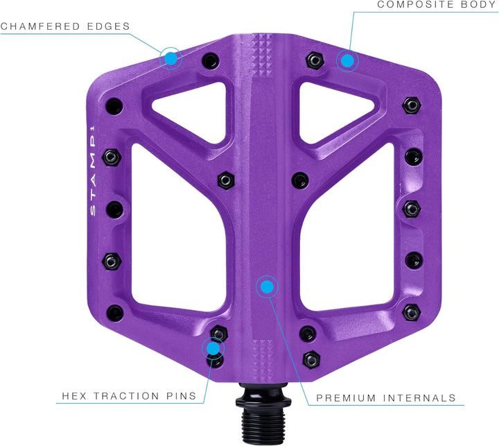Crankbrothers Stamp Flat BMX/MTB Fahrradpedal – Plattform-Fahrradpedal, minimales Profil, Verstellba