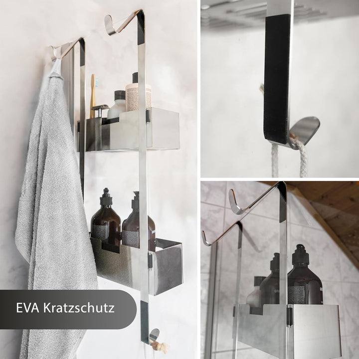 Dolvhin Duschablage zum Hängen | Patentiertes Duschregal ohne Bohren | Edelstahl Badregal Shampoohal