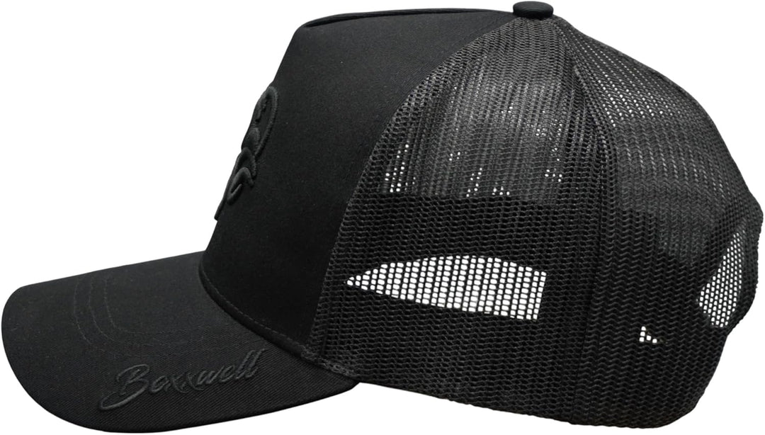 Bexxwell Trucker Cap schwarz mit 3D Logo-Stickerei (optimale Passform, Kappe, Black, Truckercap, Log