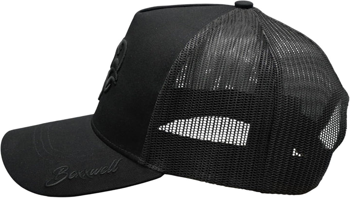 Bexxwell Trucker Cap schwarz mit 3D Logo-Stickerei (optimale Passform, Kappe, Black, Truckercap, Log