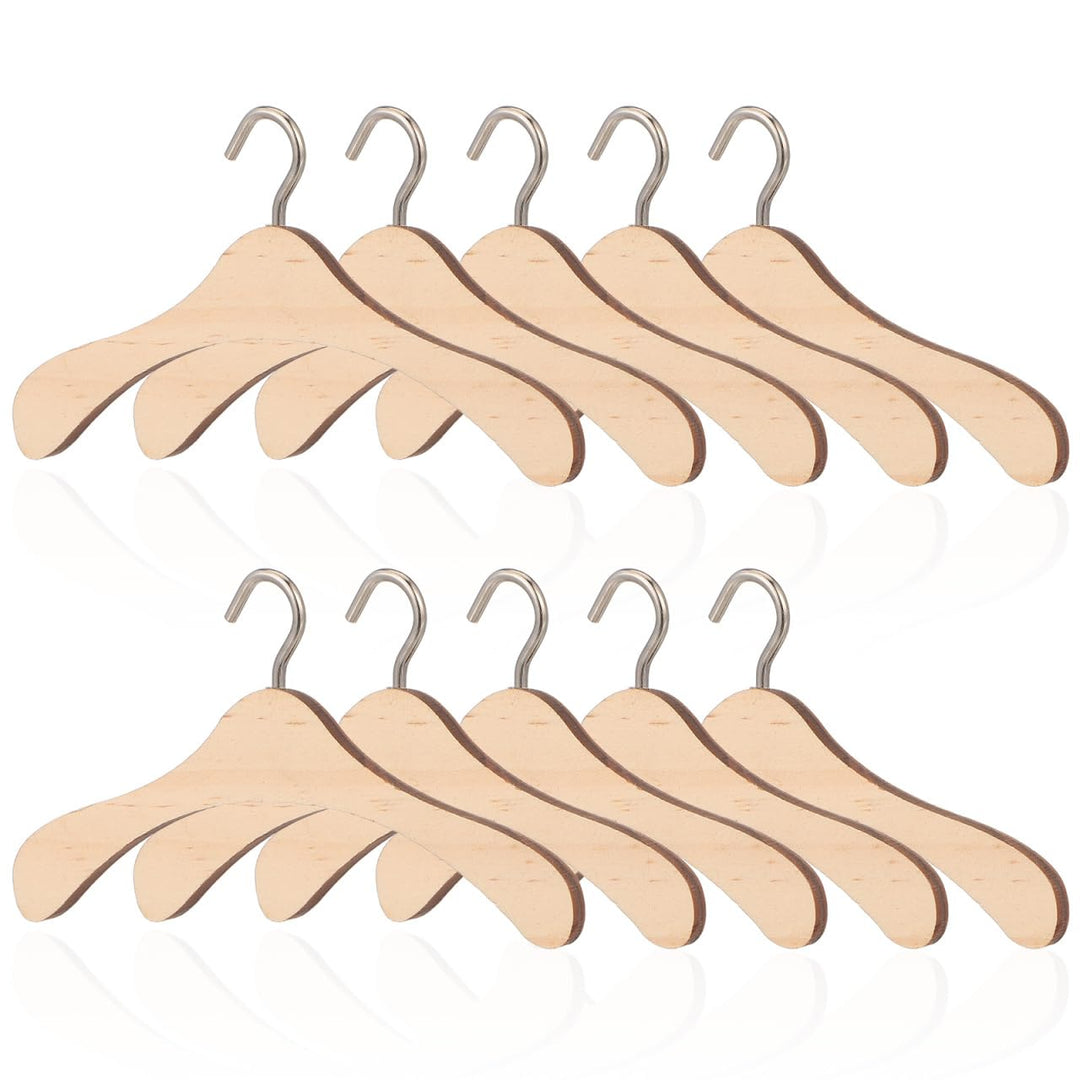 Rosenice Kleiderbügel für Puppen, Aufhängung aus Holz, 1/3-BJD-Puppen, 10 Stück