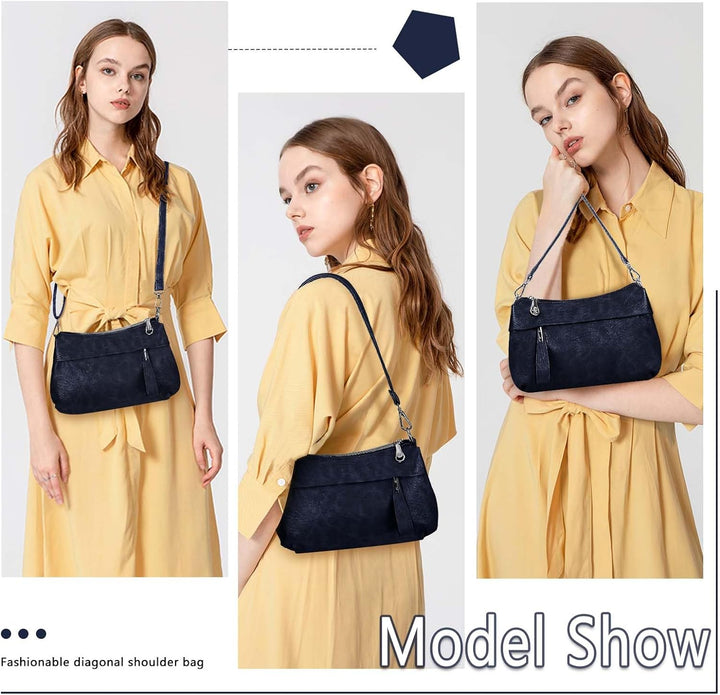 HUA ANGEL Mittelgross Handtasche Damen UmhäNgetasche Echt Leder Mit Mehreren Fächer Für Handy Und Po