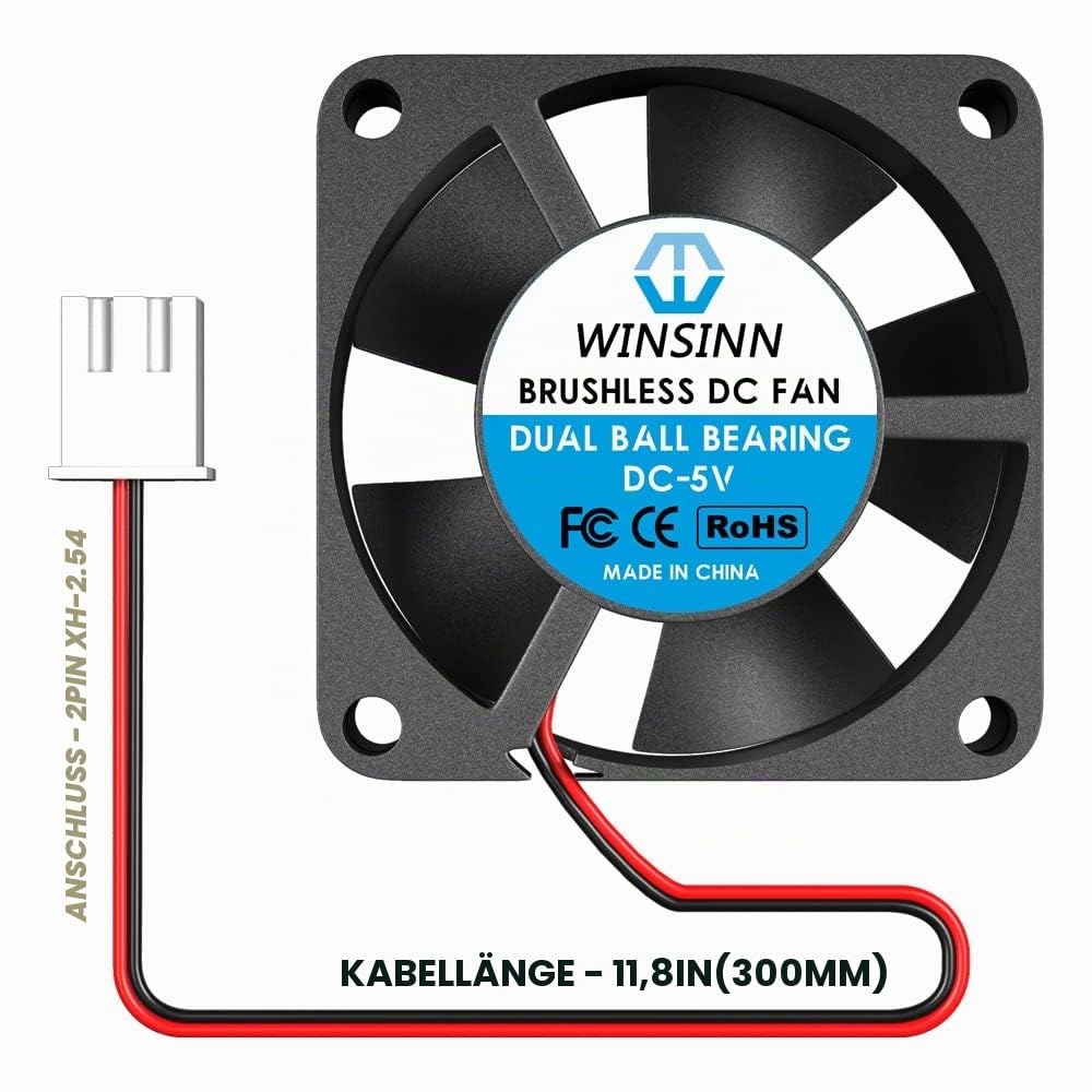 WINSINN 30 mm Lüfter 5 V, 3D-Drucker Micro 5 Volt Lüfter 3010 Doppelkugellager, bürstenlose Kühlung