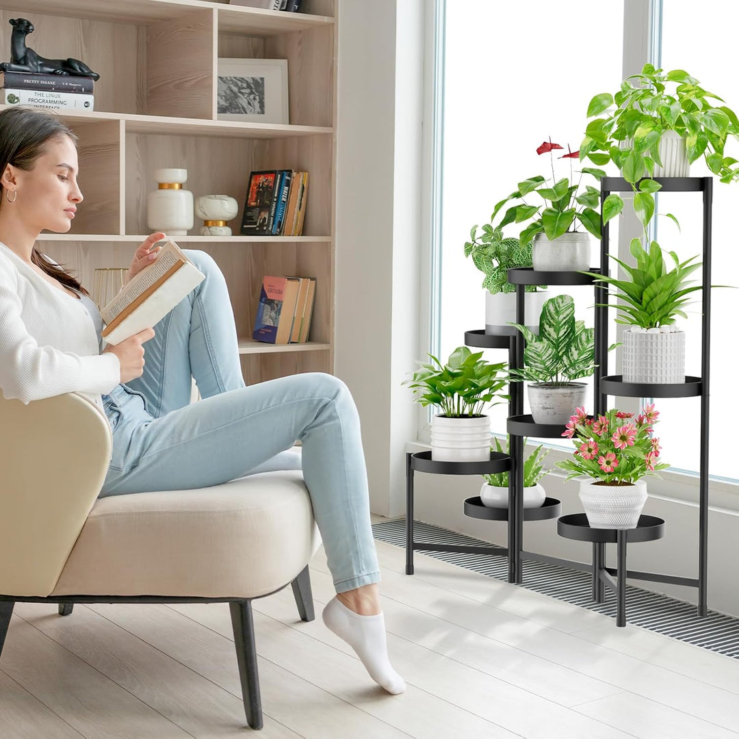 iDavosic.ly 8 Etagen Metall Pflanzenständer Blumentopfständer, Mehrstöckig Pflanzenregal Blumenregal