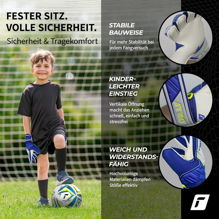 Reusch Jungen Attrakt Junior Unisex Torwarthandschuhe mit Aussennaht Schnitt und Solid Belag, Geeign