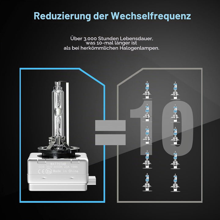 Wattstar D3S Scheinwerfer, Restaurierung HID Kit, 35W 6000K Reinweiss Auto HID Umbausatz, Ersatzlamp