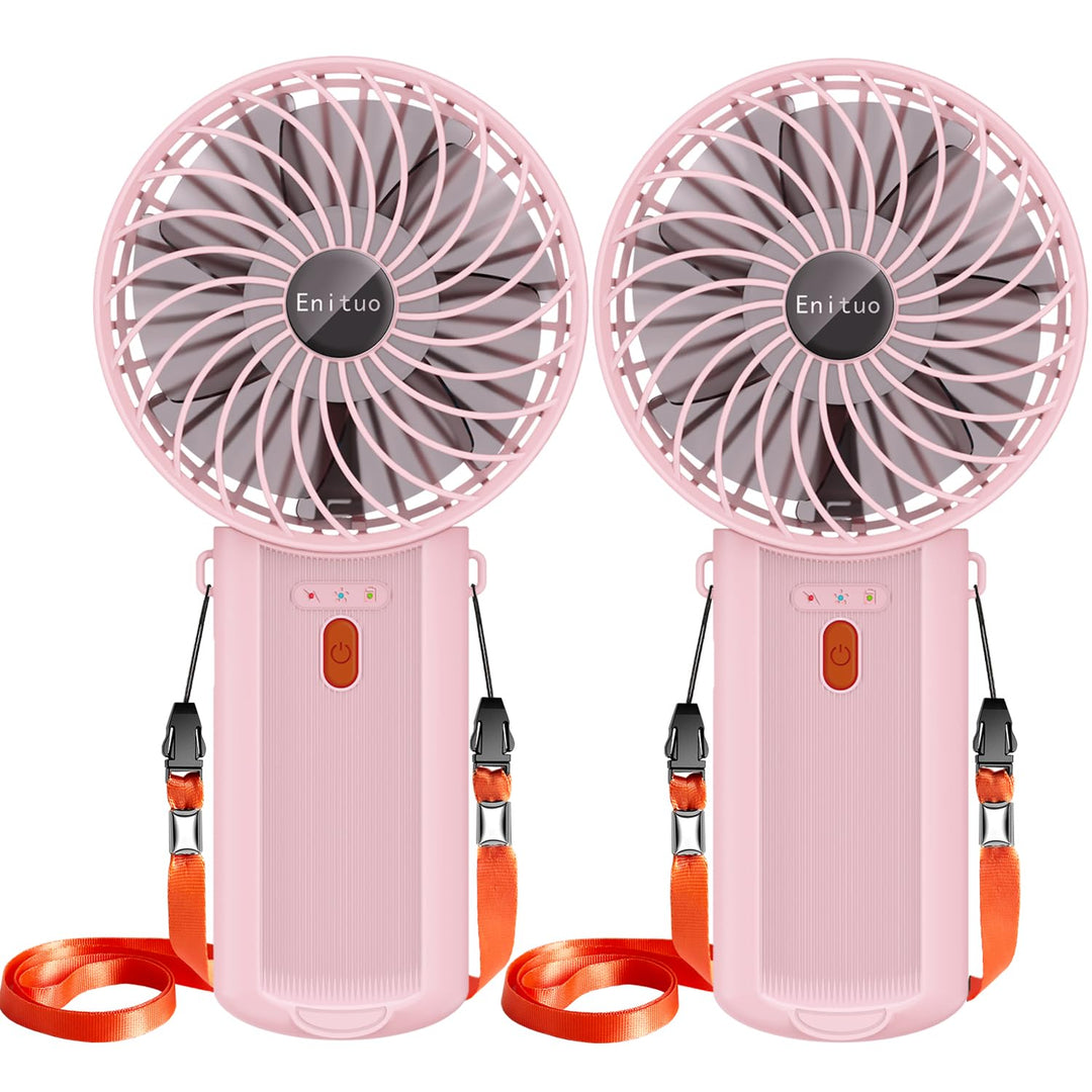 2er-Pack Handventilator Tragbarer, USB Wiederaufladbar Mini Ventilator, 180° Faltbarer Tischventilat