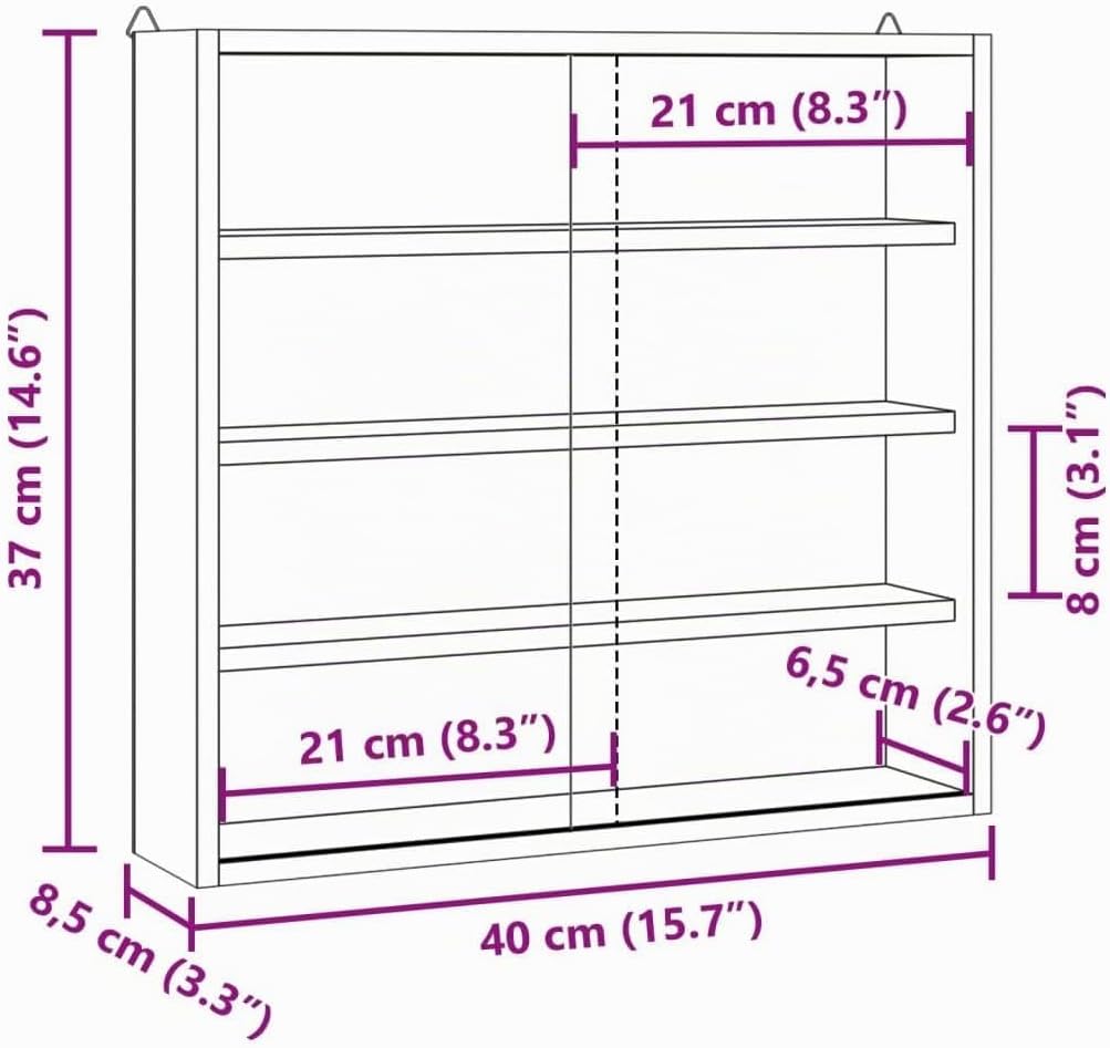 vidaXL Sammlervitrine aus Holz mit Türen, Wandvitrine für Wohnzimmer Esszimmer Schlafzimmer, Wandreg