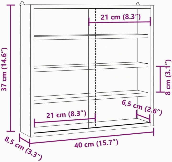 vidaXL Sammlervitrine aus Holz mit Türen, Wandvitrine für Wohnzimmer Esszimmer Schlafzimmer, Wandreg