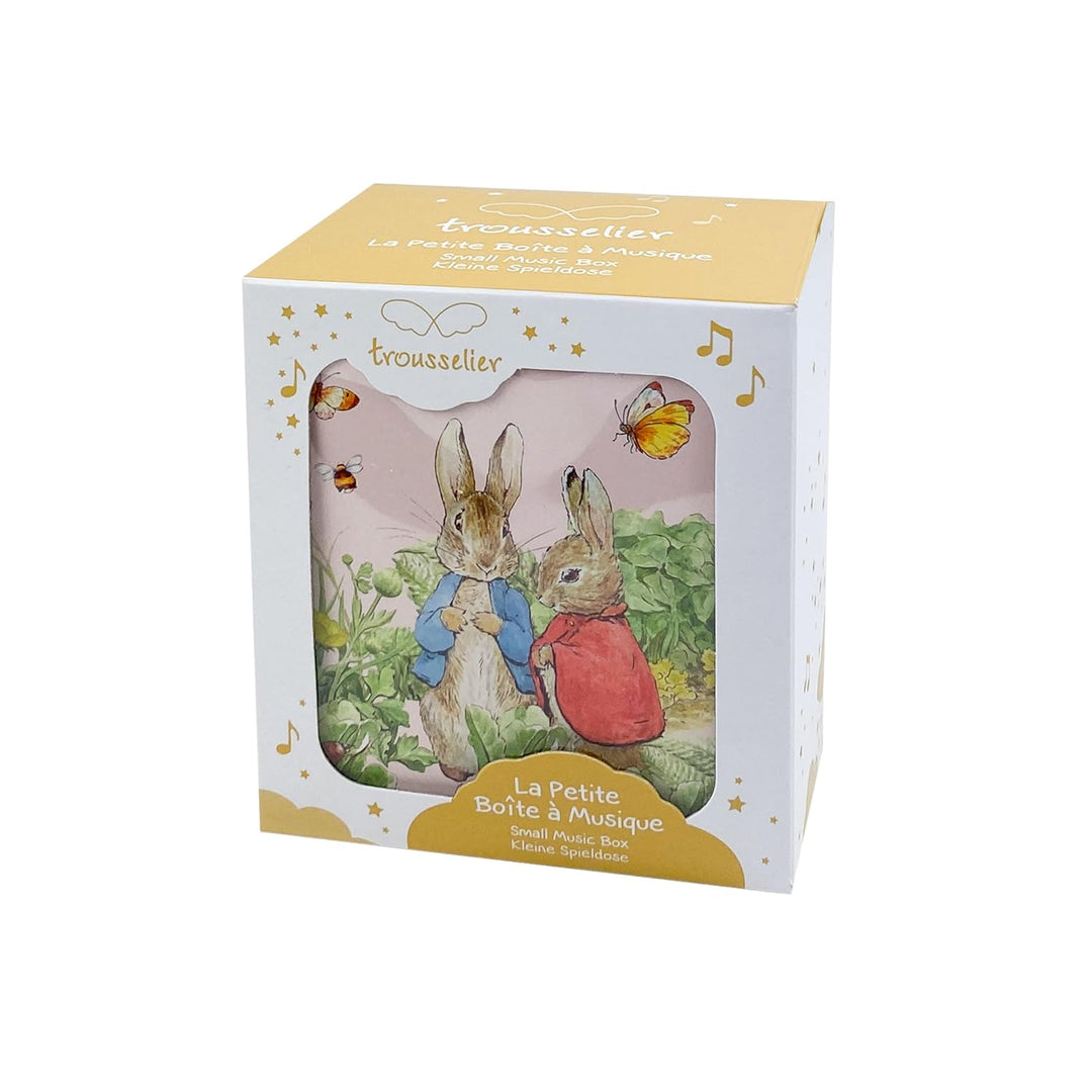 Trousselier 6260367 Musikspieldose für Kinder, Peter Hase, Schmuckschatulle mit ausziehbarer Schubla