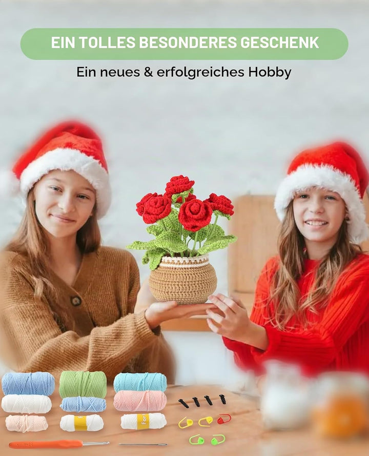 Ktmeor Häkel-Set für Anfänger, Häkel für Absolute Neulinge mit Schritt-für-Schritt-Videoanleitungen,