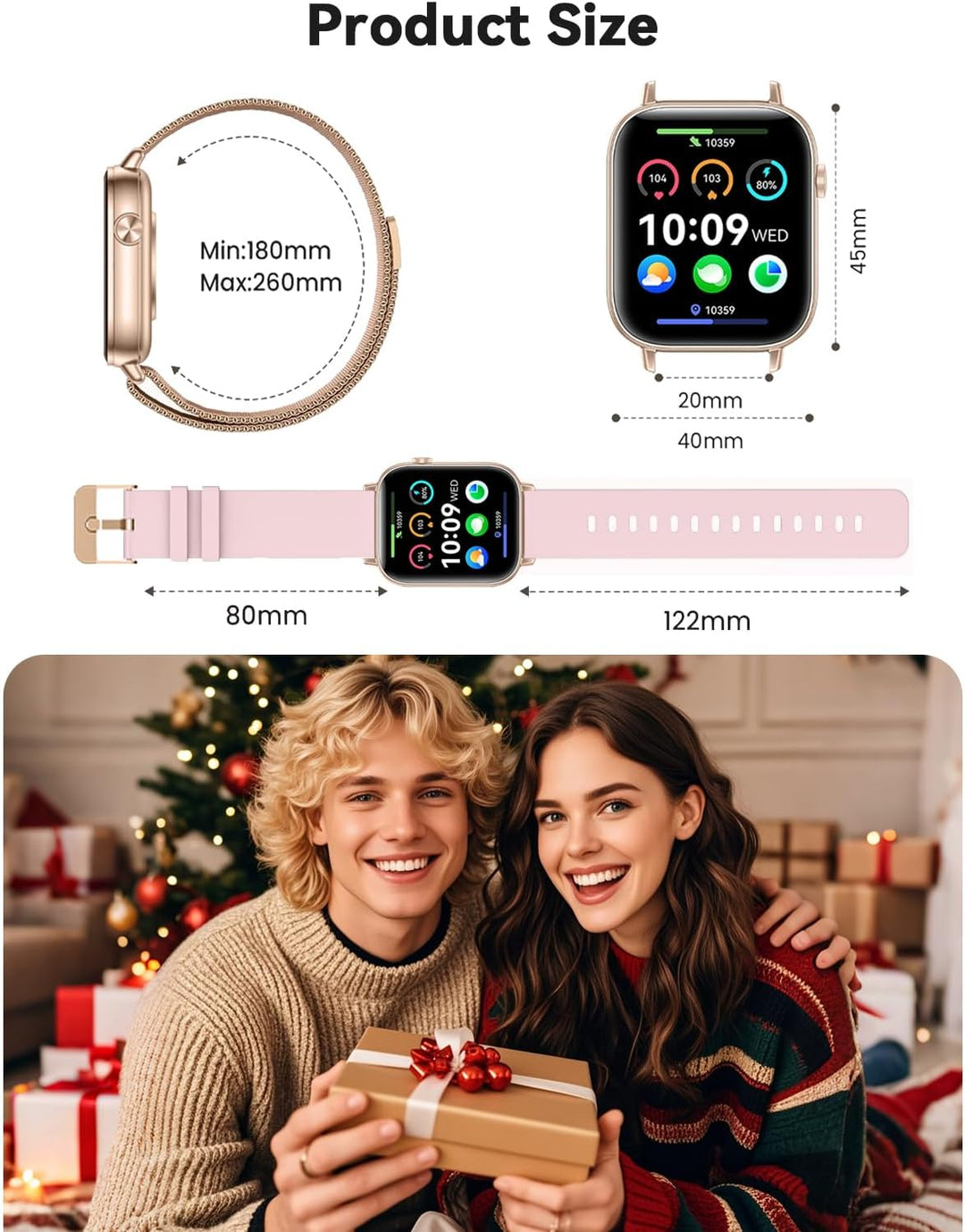 Smartwatch Damen, 1.83 Zoll HD-Display Smart Watch mit Telefonfunktion, 100+ Sportmodi Fitness Track