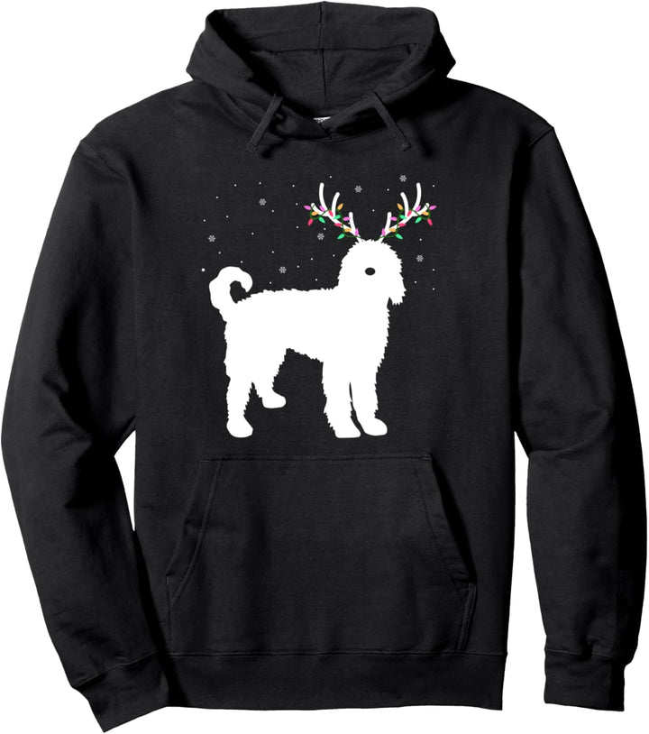Weihnachts-Goldendoodle mit Geweih, Rentier Pullover Hoodie