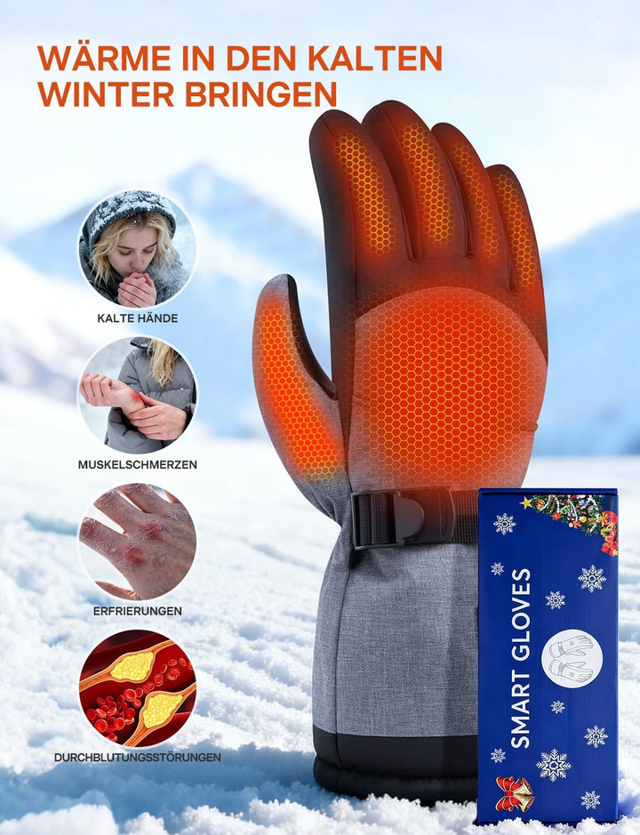 ALLJOY Beheizbare Handschuhe, 10000mAh Beheizte Handschuhe Wiederaufladbar mit 3 Heizstufen, Geschen