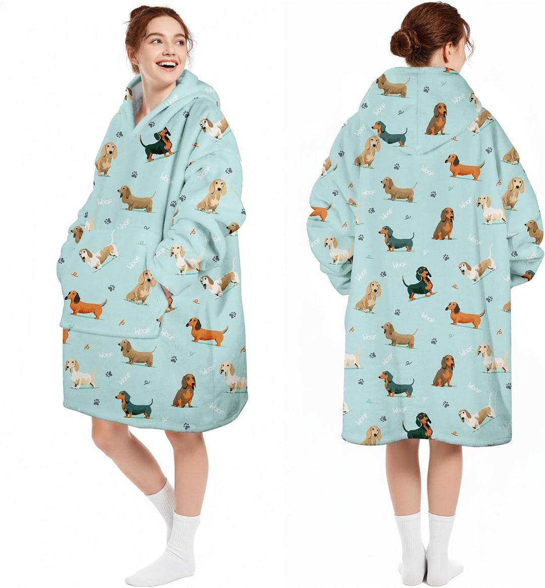 Queenshin Hoodie Decke mit Ärmeln Kuscheldecke Deckenpullover für Damen Herren, Tragbare Decke zum A