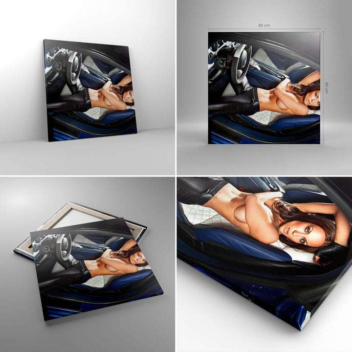 Bilder auf Leinwand Schönheit Körper Auto Modell Leinwandbild 60x60cm Wandbilder Dekoration Wohnzimm