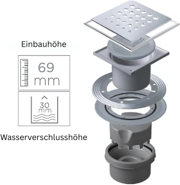 Confluo 15x15 cm Vertikal DN50 / DN110 Drop Drop Vertikal/Senkrecht DN 50/DN 110, Drop Vertikal/Senk