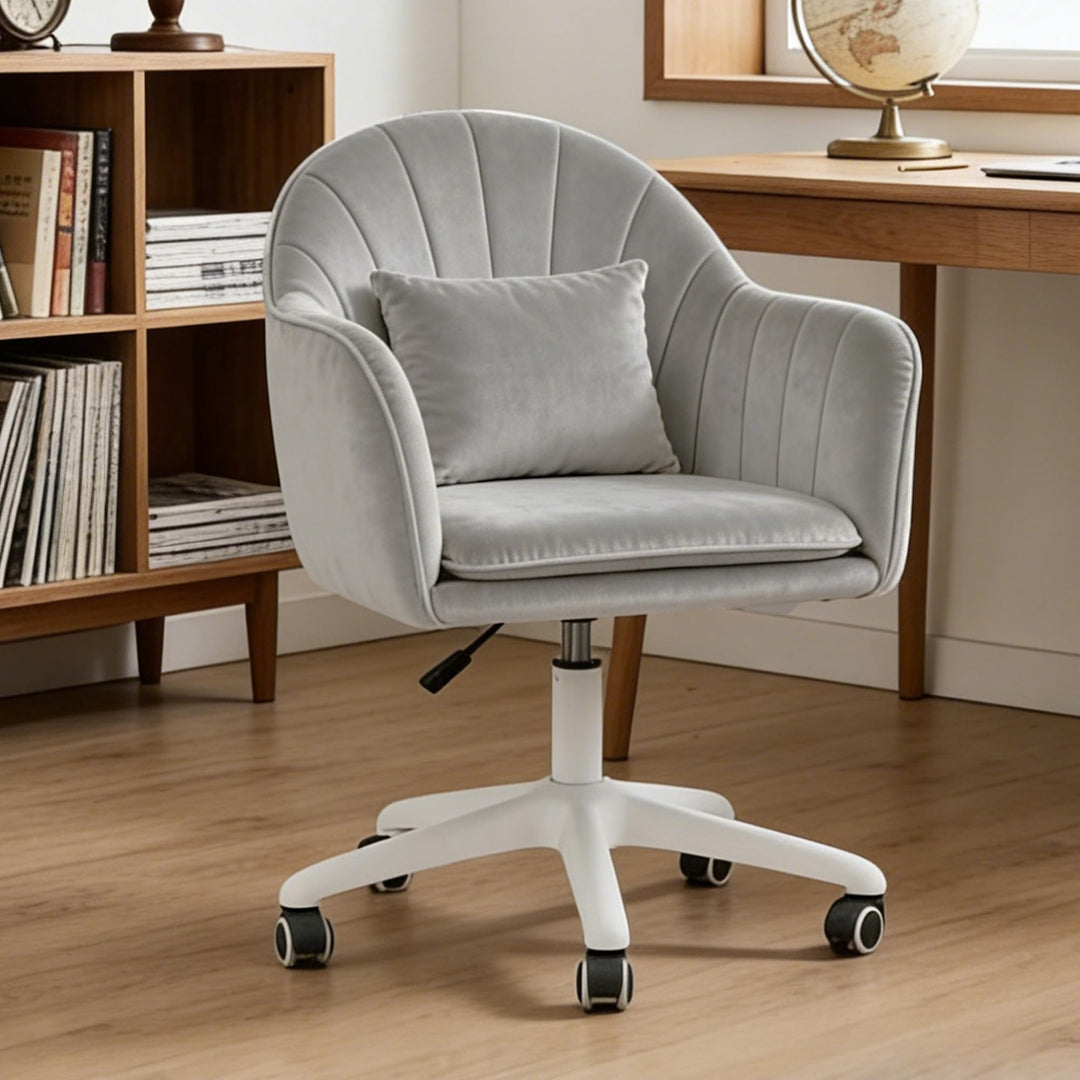 Ergonomischer Bürostuhl, 360° drehbar Höhenverstellbar, SamtStuhl mit Kopfkissen, Homeoffice Stuhl b