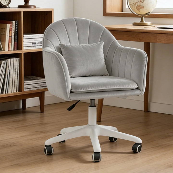 Ergonomischer Bürostuhl, 360° drehbar Höhenverstellbar, SamtStuhl mit Kopfkissen, Homeoffice Stuhl b