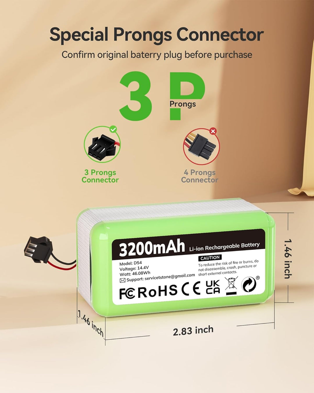 14.4V 3200mAh Ersatzakku für eufy RoboVac G10 G20 G30 G35 G40 Hybrid, Kompatibel mit RoboVac 11 11S