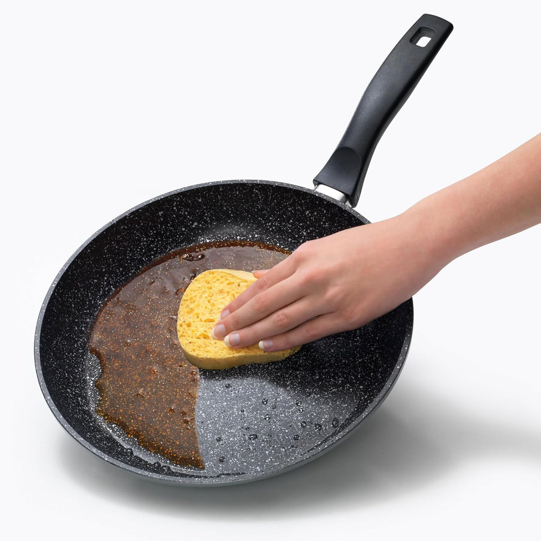 Stoneline Schmorpfanne 24 cm hoher Rand, Aluguss, Schmorpfanne beschichtet mit echten Steinpartikeln