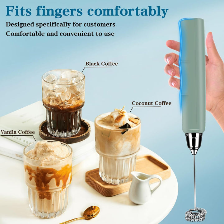 BSRGMS Milchaufschäumer Handheld für Kaffee, Elektrischer Schneebesen 3 Geschwindigkeit Einstellbar,