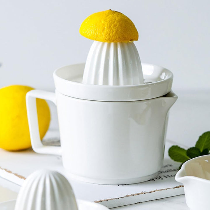 UPKOCH Manuelle Zitruspresse Mit Keramikbecher Tragbarer Zitronensaft Entsafter Für Küche Obst Saftp