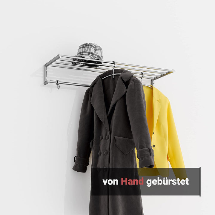 PHOS Design, G18-600, 60 cm breite Wandgarderobe mit Kleiderstangen aus massivem Edelstahl 60 cm Bre