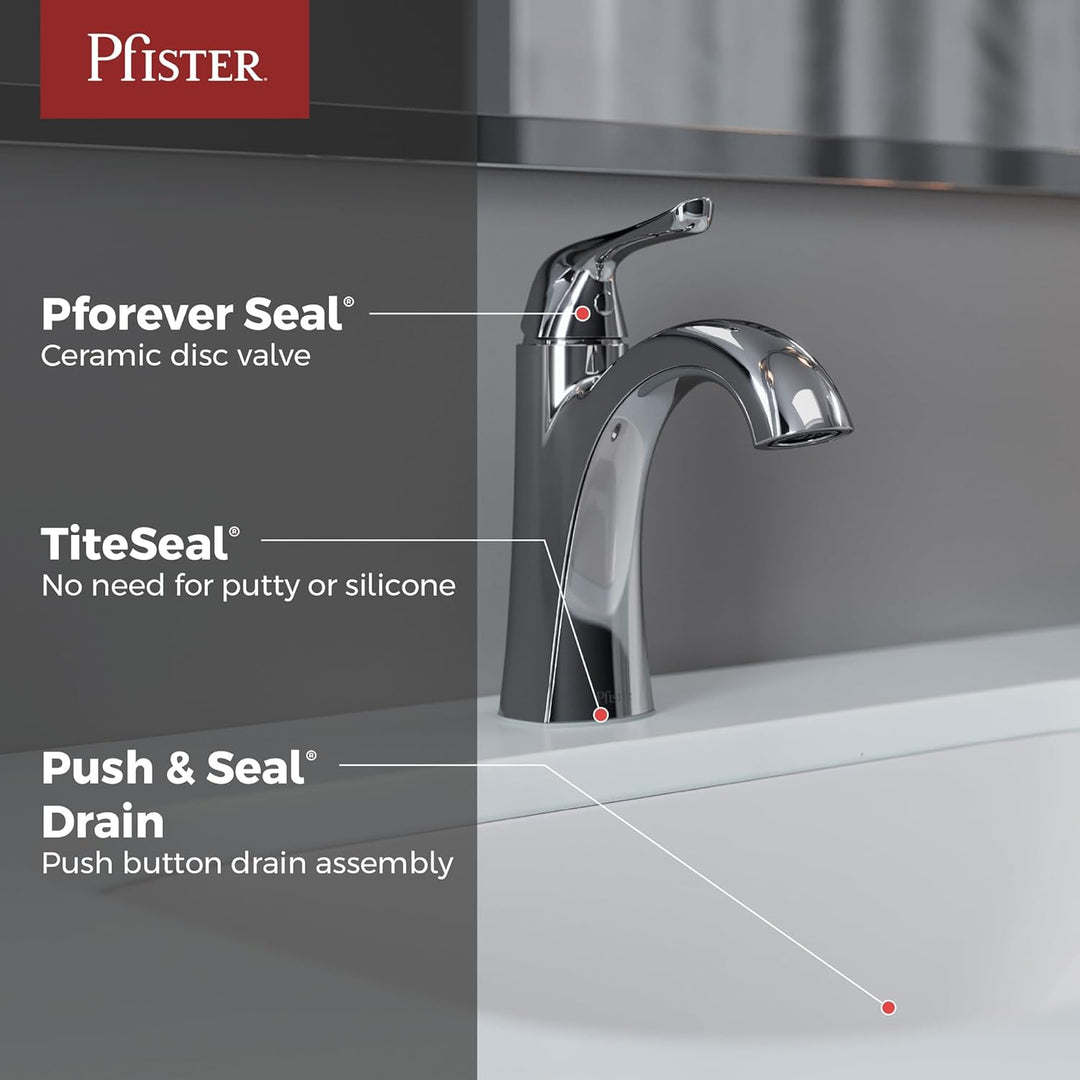 Pfister Willa LF042MALCC Waschbeckenarmatur, Einzelsteuerung, 1 Griff, Einzelloch, poliertes Chrom-F