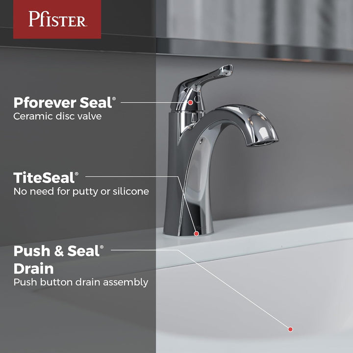 Pfister Willa LF042MALCC Waschbeckenarmatur, Einzelsteuerung, 1 Griff, Einzelloch, poliertes Chrom-F