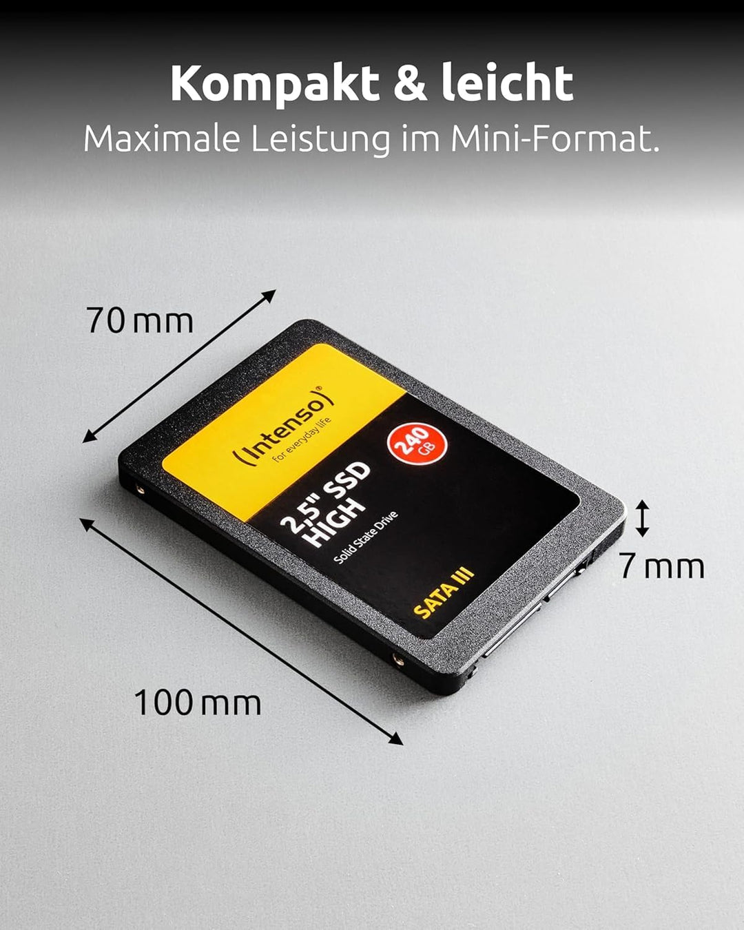 Intenso Interne 2,5" SSD SATA III High, 960 GB, 520 MB/Sekunden, Schwarz 960GB Sata 2,5" High
