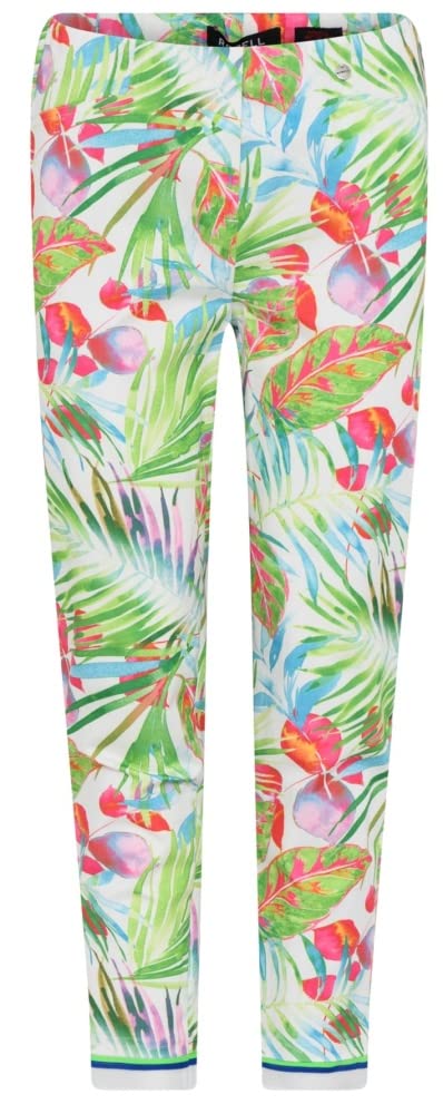 Robell, Rose09 leichte Sommerhose mit tropischen Druck 38 Weiss, 38 Weiss