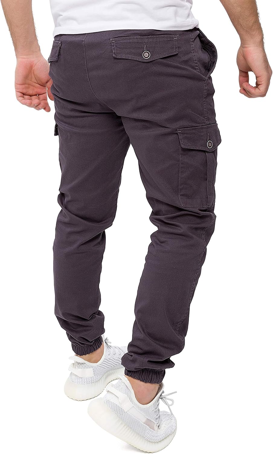 PITTMAN Darius - Herren Cargo Hose - Baumwoll Cargohosen - Cargo Jogger 28W / 30L Grau (Nine Iron 19