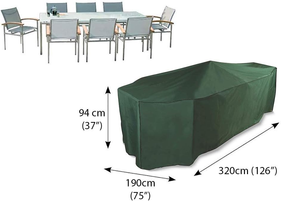Bosmere C537 Premium-Schutzhülle für rechteckige Tischgruppe Grün, Grün 126" L x 75" W x 37" H