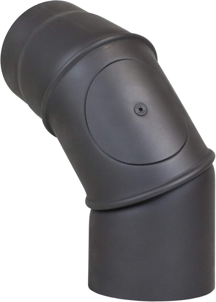 LANZZAS Ofenrohr Bogen 0-90° Grad verstellbar mit Tür, im Durchmesser, DN Ø 150 mm, Farbe: gussgrau