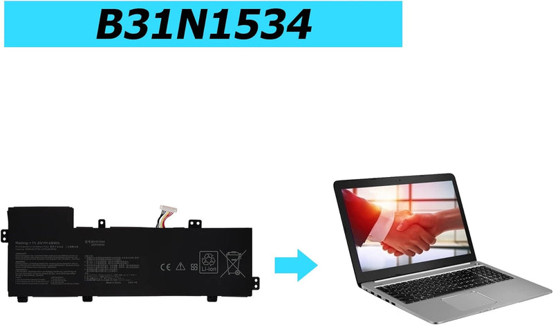 Vvsialeek B31N1534 48WH Ersatz Laptop Akku Kompatibel Für Zenbook U5000 UX510UX UX510UW Serie