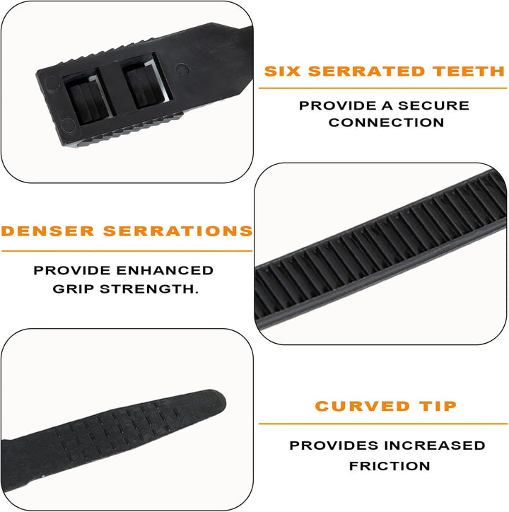 9 * 260mm Doppelsperre Kabelbinder Lang Set Schwarz Nylon UV Beständig Grosser Kabelbinder für Kabel