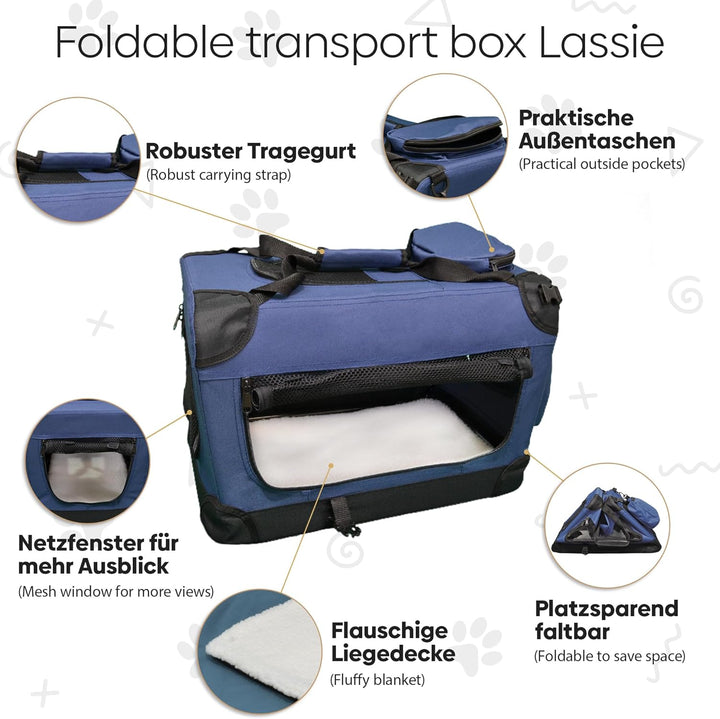 DEFACTO Hundebox faltbar für Auto &amp; Reisen | Hundetransportbox &amp; Hundetasche für Hunde, Katzen &amp; Hau