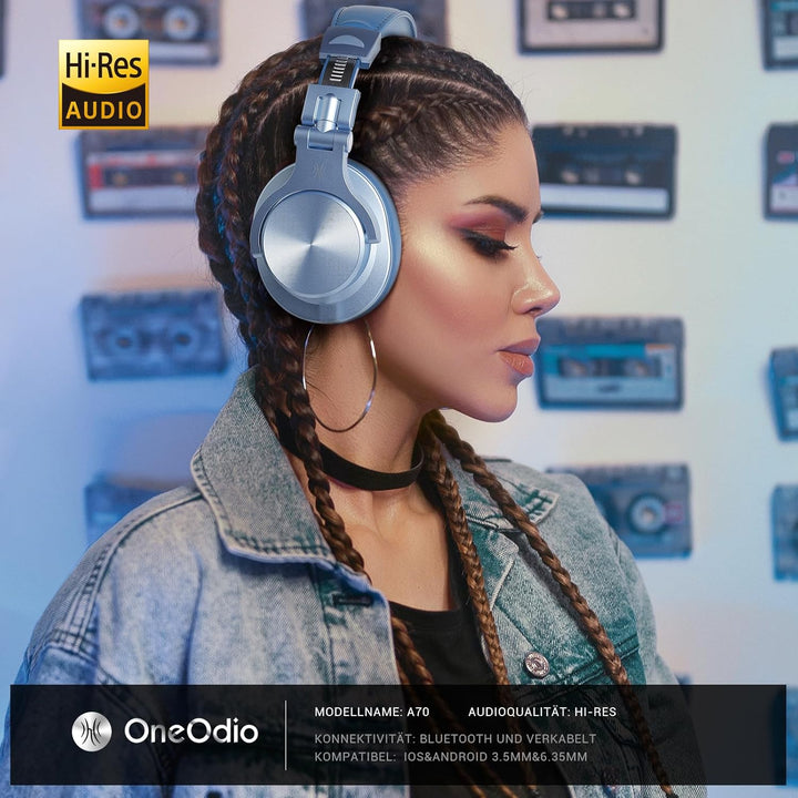 OneOdio A70 Bluetooth Kopfhörer Over Ear, 72 Stdn HiFi Stereo Kopfhörer Kabellos, Wireless Headphone