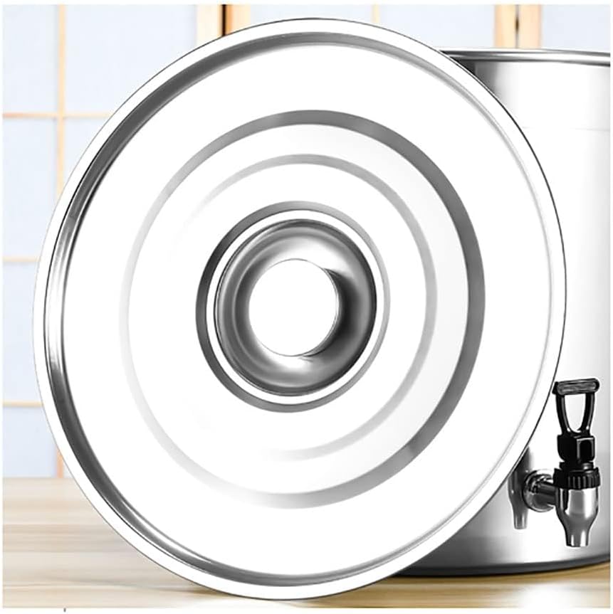 Suppentopf mit Deckel Suppentopf mit Wasserhahn Rostfreier Stahl Wein Eimer Milchkanne (Color : Silv