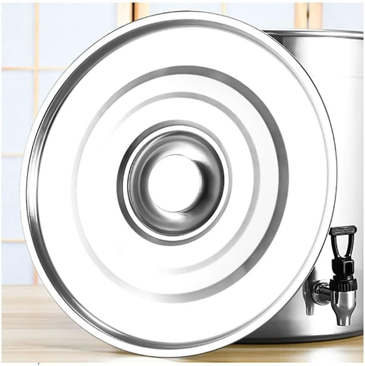 Suppentopf mit Deckel Suppentopf mit Wasserhahn Rostfreier Stahl Wein Eimer Milchkanne (Color : Silv
