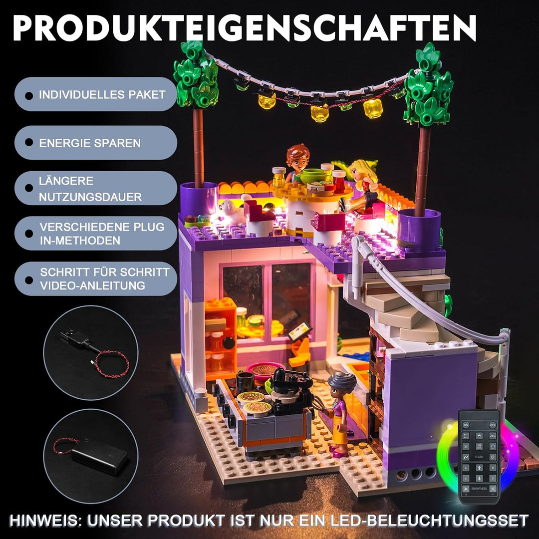 Fernbedienung Licht-Kit für Lego 41747 Friends Heartlake City Gemeinschaftsküche Spiel-Set (Nicht Le