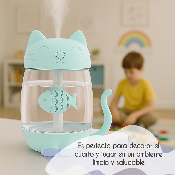 Mini-Luftbefeuchter für Kinder, 350 ml, mit LED-USB-Licht und Mini-Ventilator, leiser kalter Nebel f