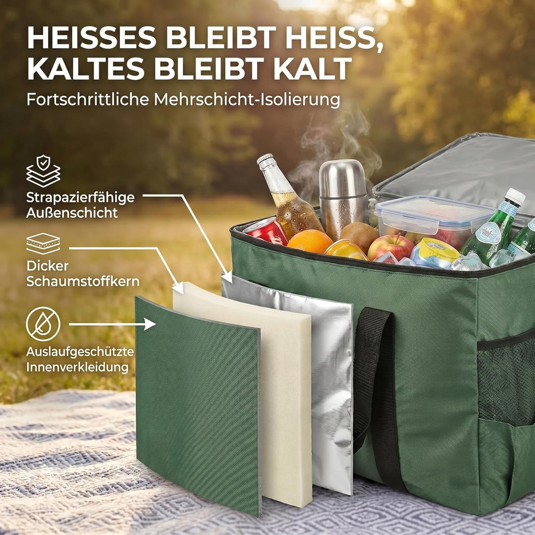 XXL Kühltasche iolierte Getränke & Snack-Tasche Isotasche Picknick-Tasche für Camping Reisen Urlaub