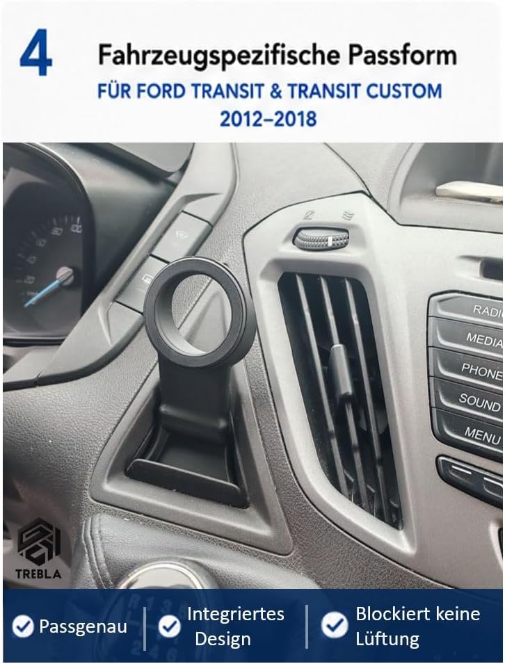 Handyhalterung kompatibel mit iPhone 15 14 13 12 – für Ford Transit & Transit Custom 2012-2018 – Mag