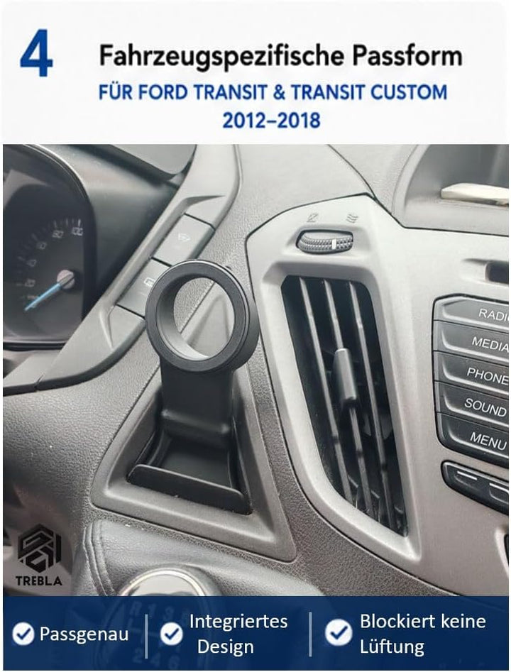 Handyhalterung kompatibel mit iPhone 15 14 13 12 – für Ford Transit & Transit Custom 2012-2018 – Mag