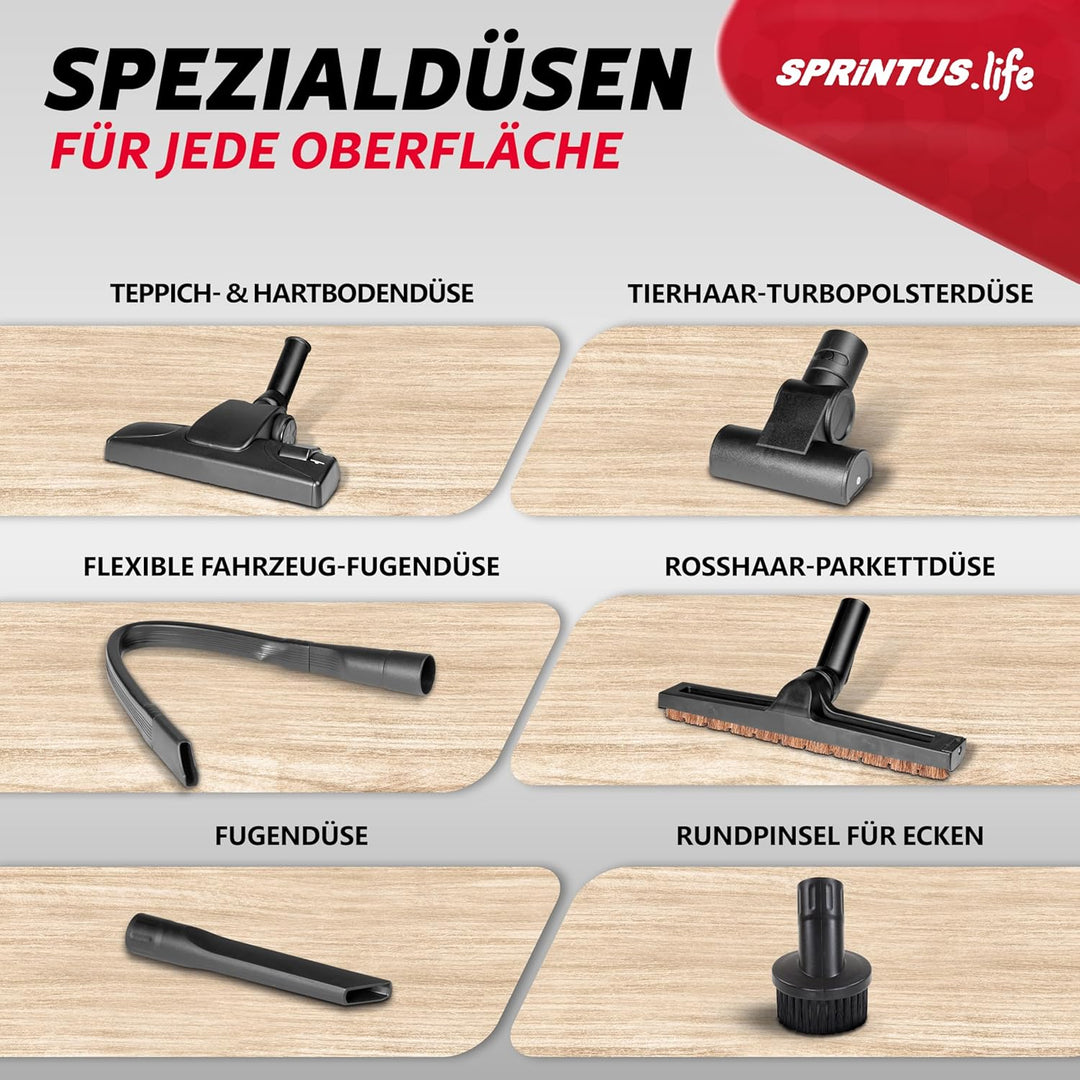 Sprintus® Tierhaar Staubsauger PET&Home I Leiser Staubsauger mit Hepa-Filter-System - Ideal für Alle