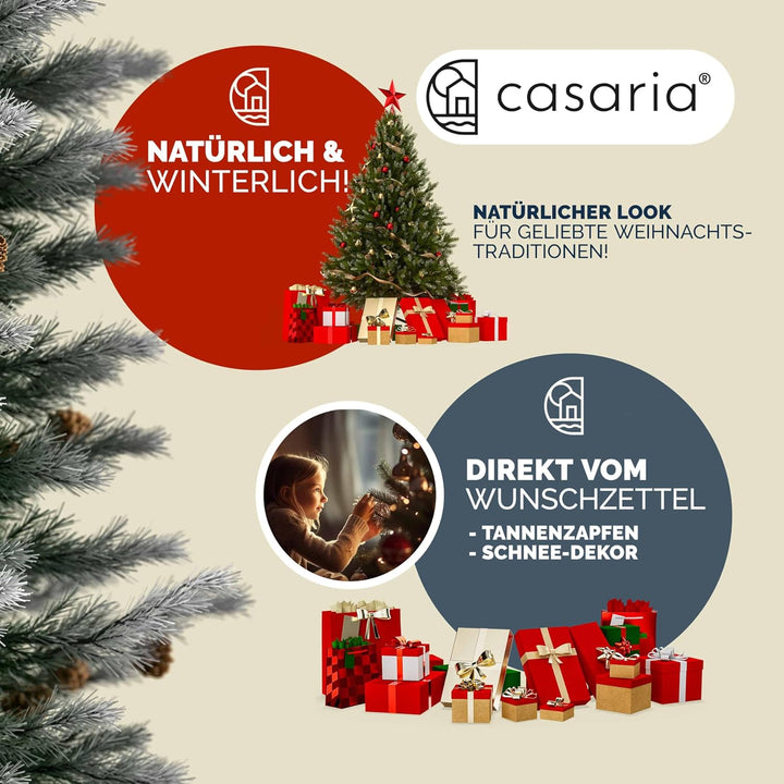 CASARIA® Weihnachtsbaum künstlich 150cm dichte Spitzen schneller Aufbau mit Tannenzapfen Metallständ